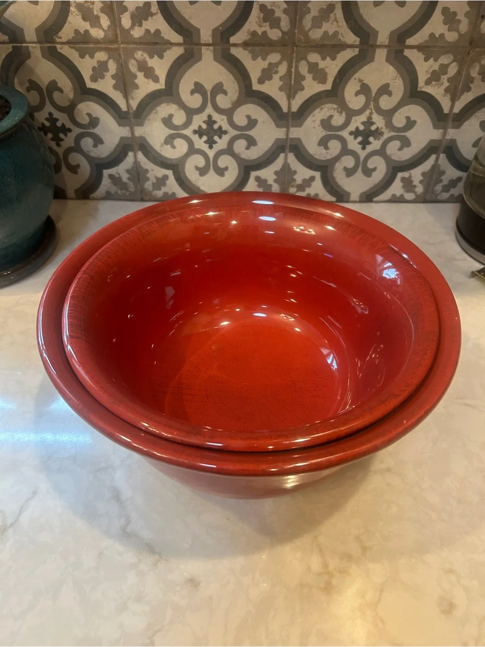 RARE- PIER 1 VTG DISCONTINUED MIXING BOWLS- SET OF 2-EUC